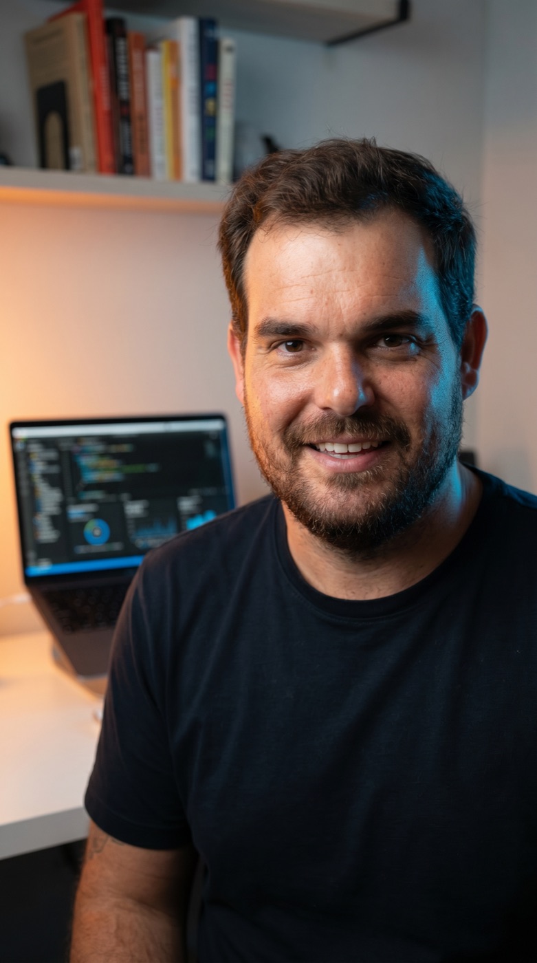 David Villegas, founder of ProofWright, at his desk